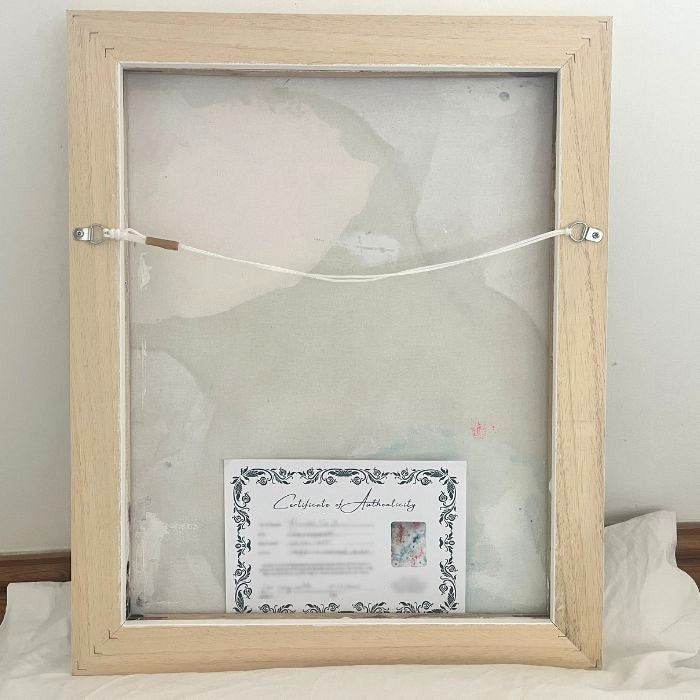 Flourish No.3 back view showing hanging fixings and Certificate of Authenticity