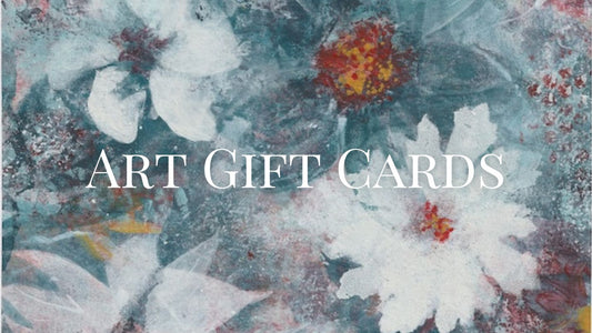 detail of painting with text overlay saying art gift cards