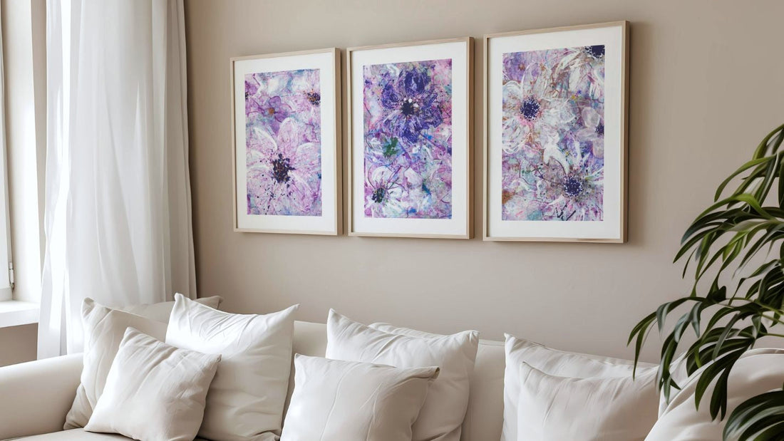 Buying Abstract Art Online - 3 paintings on a wall