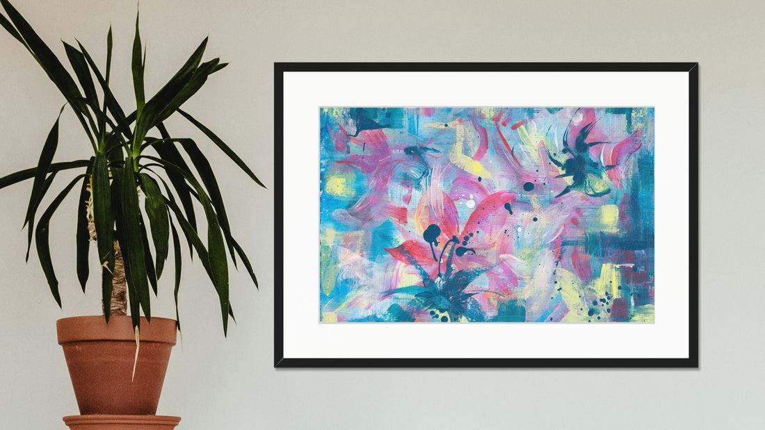How to care for your giclee art print - BLOSSOMING art print next to plant