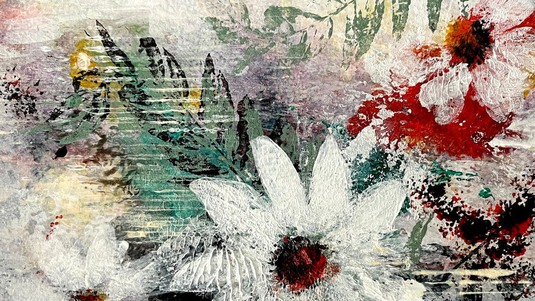 Painting acrylic abstract art away from home feature image - detail of textured painting